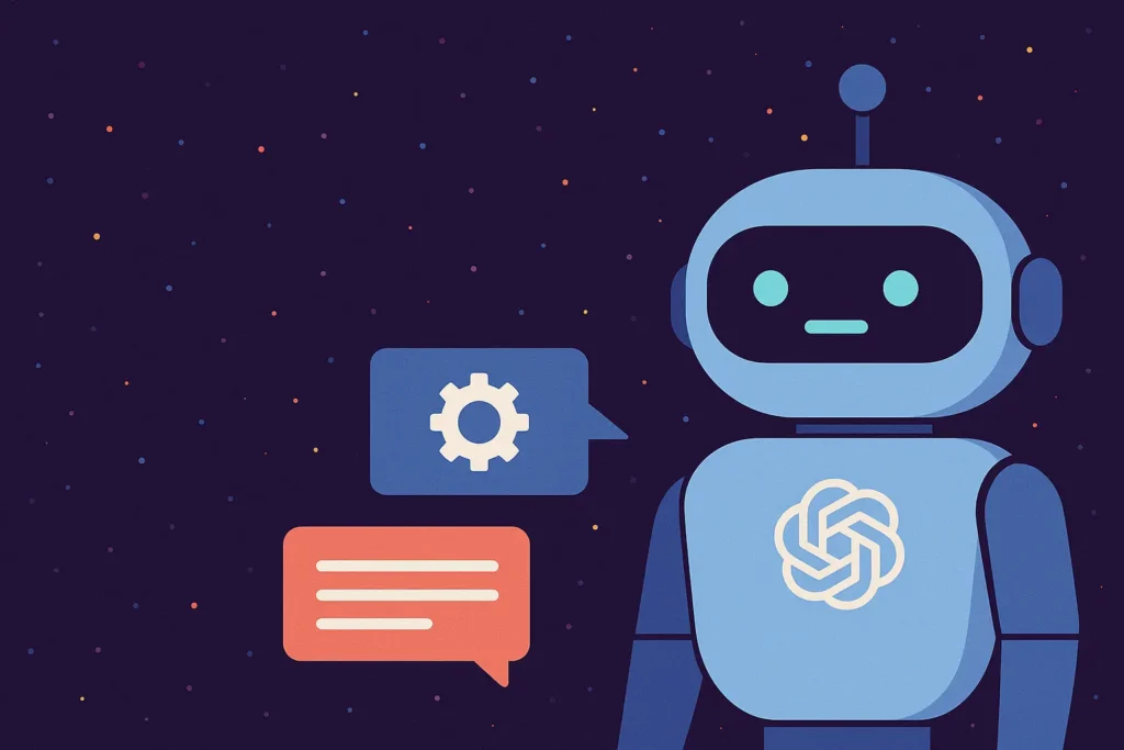 Illustration d’un robot représentant ChatGPT avec l’intelligence artificielle GPT-4.1 sur fond technologique