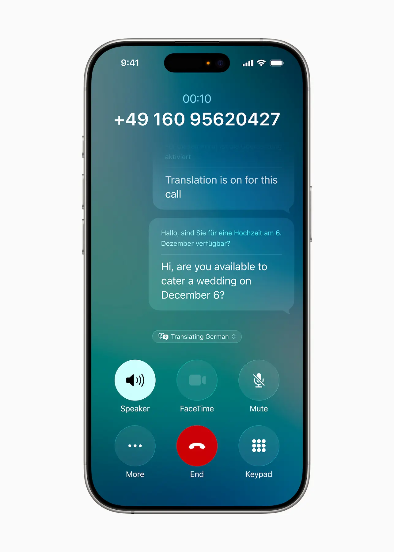 iOS 26 : traduction appel en live
